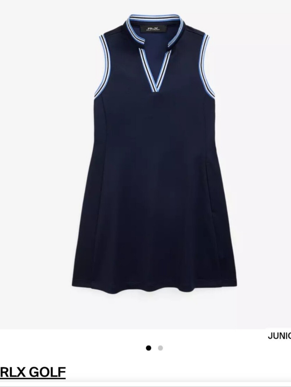 RLX Ralph Lauren Navy Sleeveless Polo Dress with White & Light Blue Trim